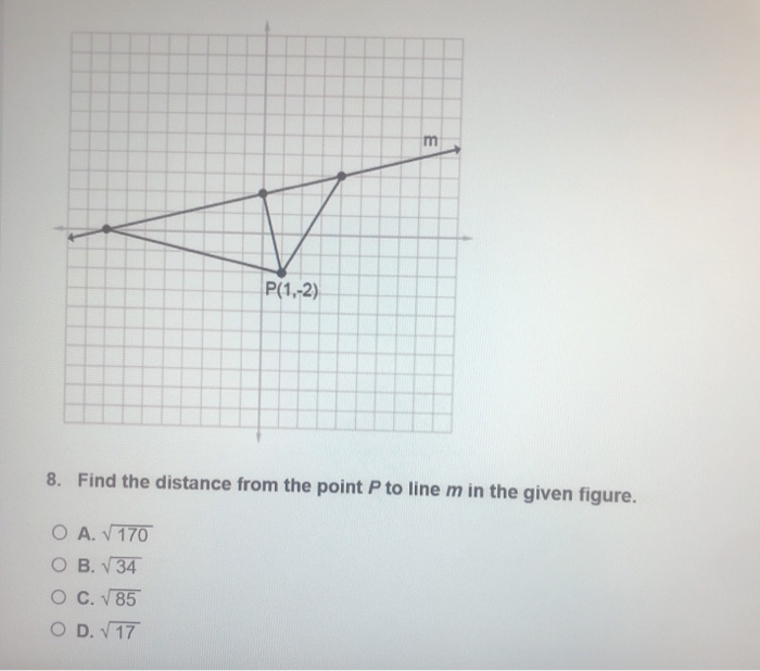 Solved P(1,-2) 8. Find the distance from the point P to line | Chegg.com
