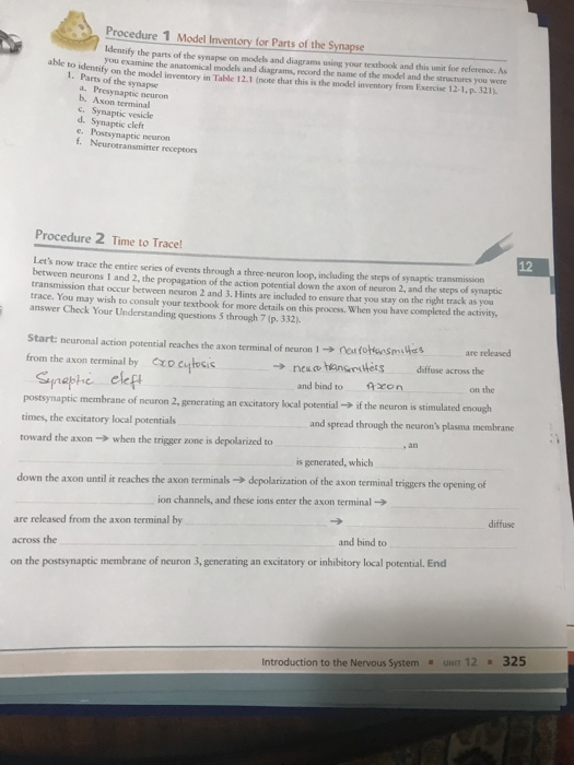 Solved Procedure 1 Model Inventory for Parts of the Synapse | Chegg.com