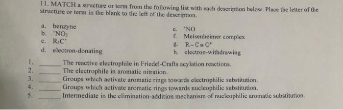 Solved 11. MATCH a structure or term from the following list | Chegg.com