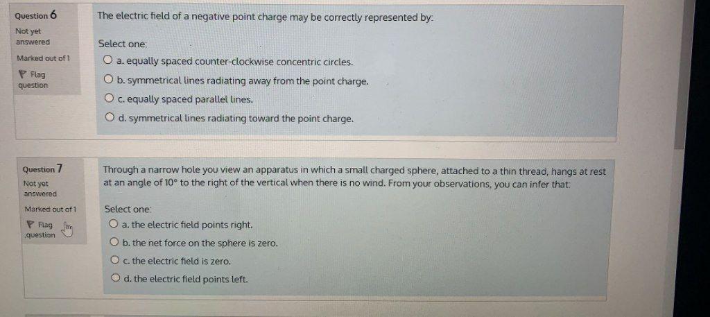 Solved Question 6 The electric field of a negative point | Chegg.com