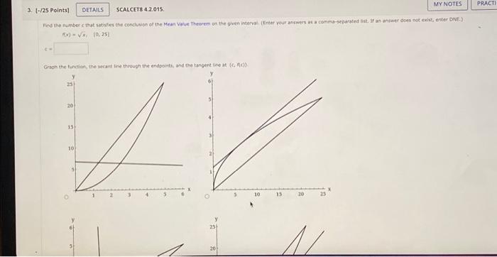 Solved 3. [-/25 Points] C = Find the number c that satisfies | Chegg.com