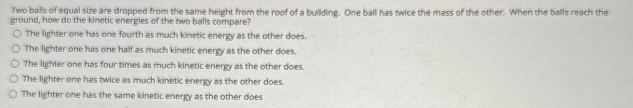 Solved Two balls of equal size are dropped from the same | Chegg.com