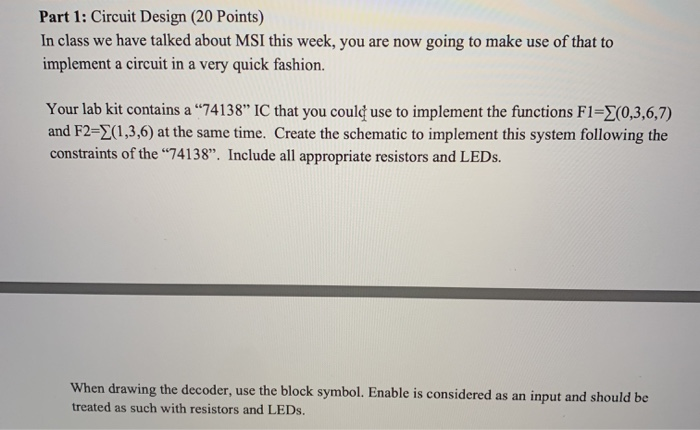 Solved Part 1 Circuit Design 20 Points In Class We Have Chegg Solved Part 1 Circuit Design 20 Points In Class We Have Chegg