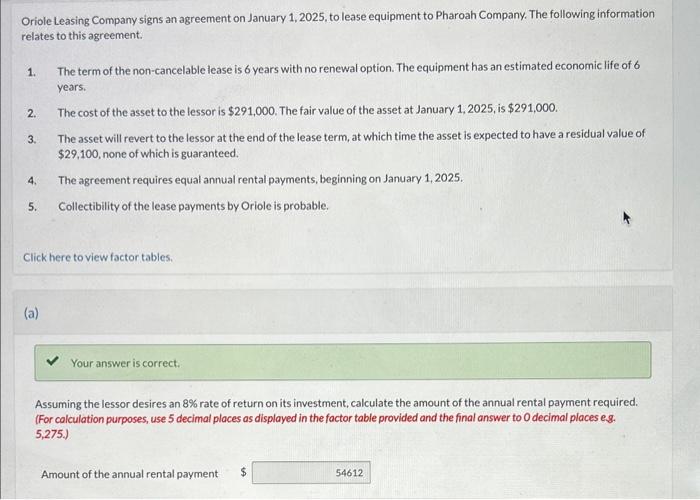 Solved Oriole Leasing Company signs an agreement on January