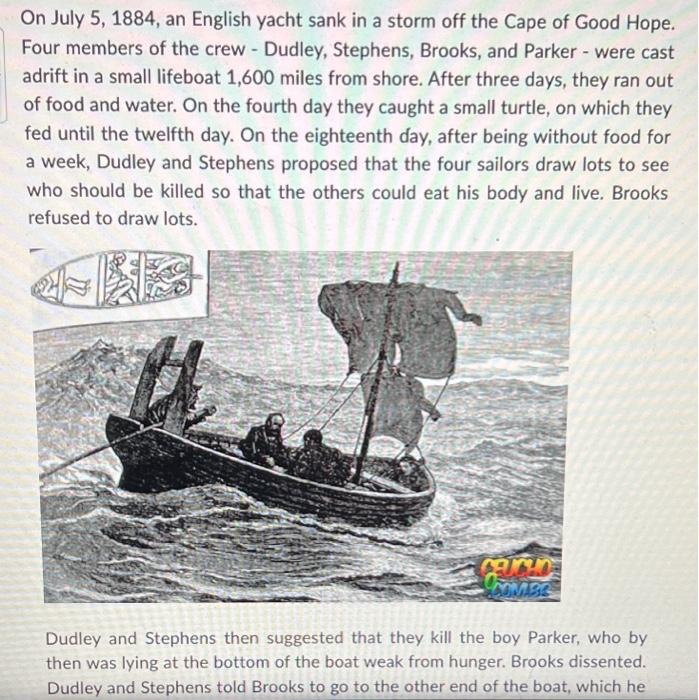 Solved On July 5,1884 , an English yacht sank in a storm off