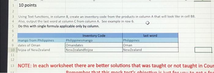 Solved 3 Using Text functions, in column B, create an | Chegg.com