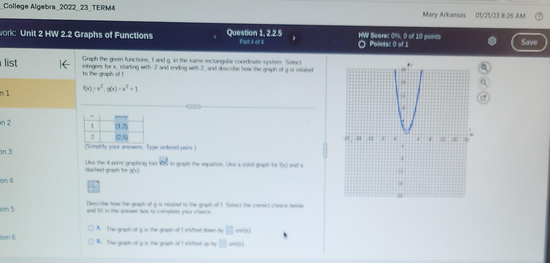 Solved Graph the given functions, f and g, in the same | Chegg.com
