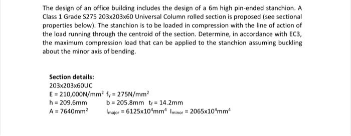Solved The design of an office building includes the design | Chegg.com