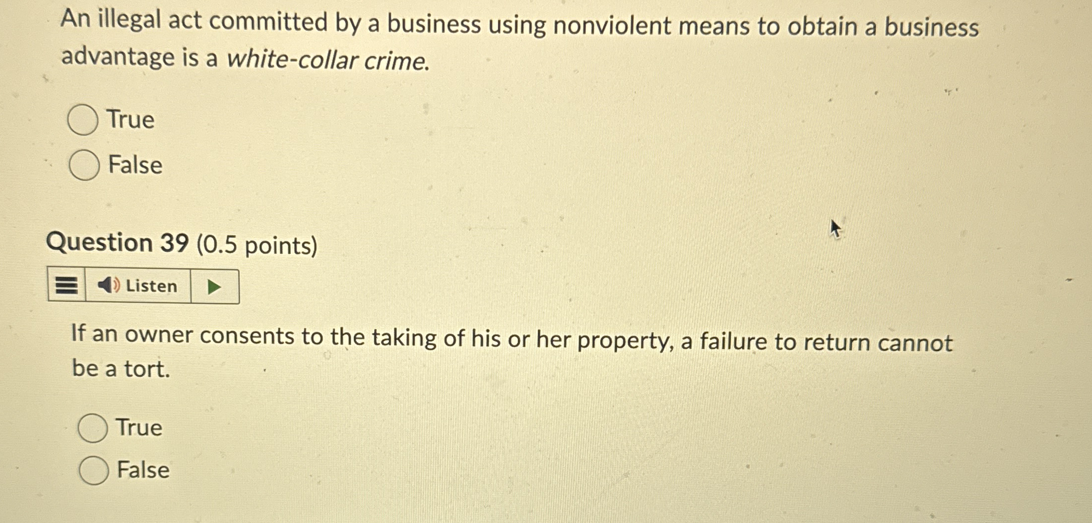 Solved An illegal act committed by a business using | Chegg.com
