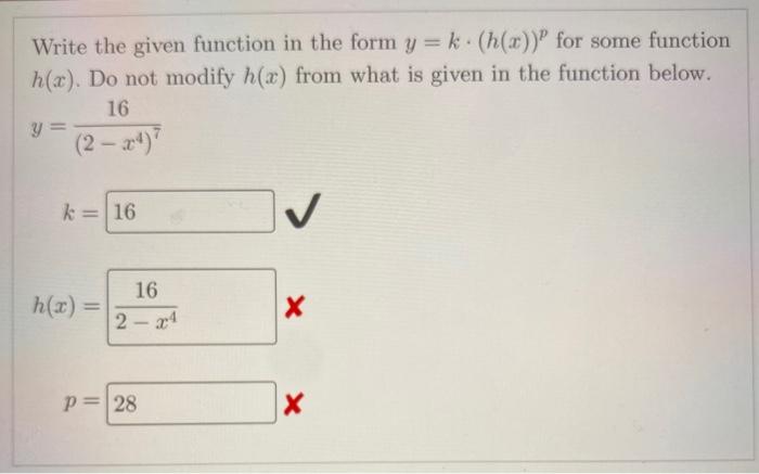 Solved Write The Given Function In The Form Y K H X Chegg Com