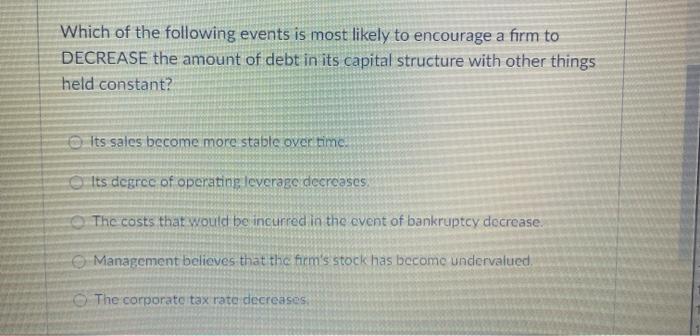 Solved Which of the following events is most likely to | Chegg.com