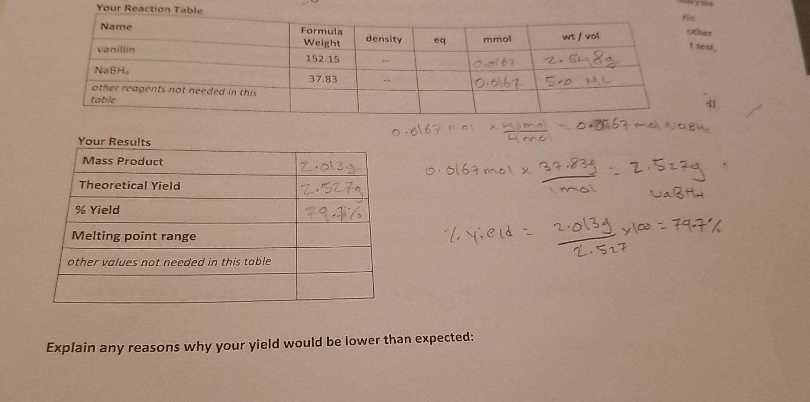 Solved 2. Does your percent yield make sense? If your | Chegg.com