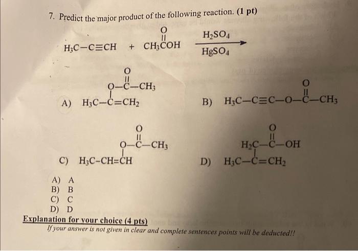 Solved 7 Predict The Major Product Of The Following 8587