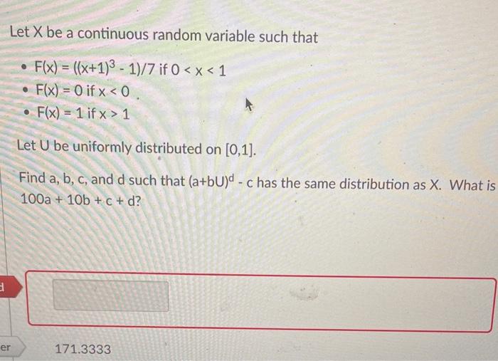 Solved Let X be a continuous random variable such that - | Chegg.com