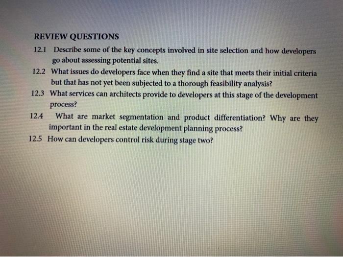 Solved REVIEW QUESTIONS 12.1 Describe some of the key | Chegg.com