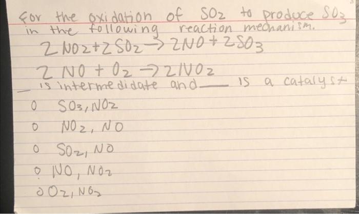 Solved Kor the oxidation of SO2 to produce SO3 in the | Chegg.com