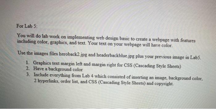 Solved For Lab 5: You will do lab work on implementing web | Chegg.com