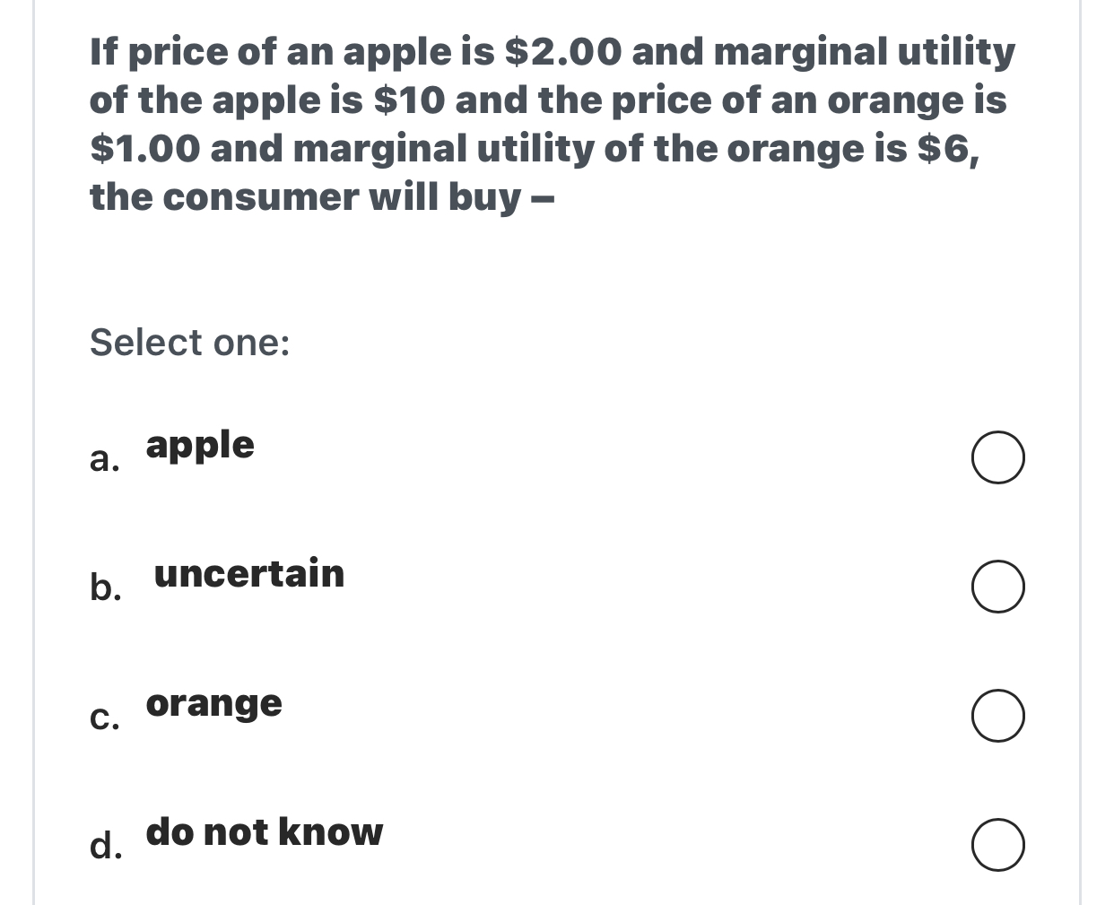 Solved If price of an apple is 2.00 ﻿and marginal utility