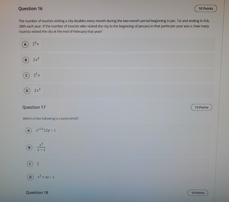 Solved Question 2 10 Points Which of the following function | Chegg.com