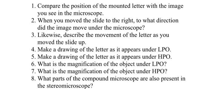 Solved 1. Compare The Position Of The Mounted Letter With | Chegg.com