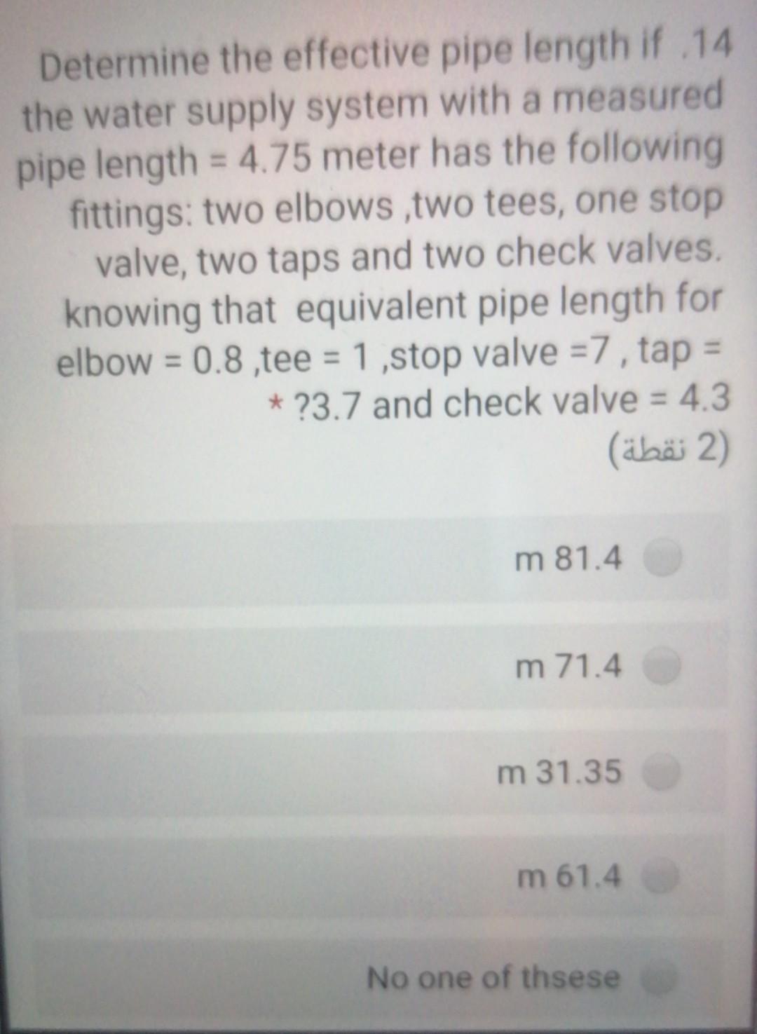Solved Determine the effective pipe length if 14 the water | Chegg.com