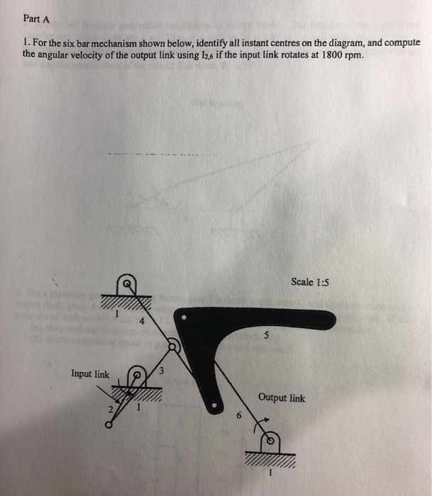 Solved Part A 1. For the six bar mechanism shown below, | Chegg.com