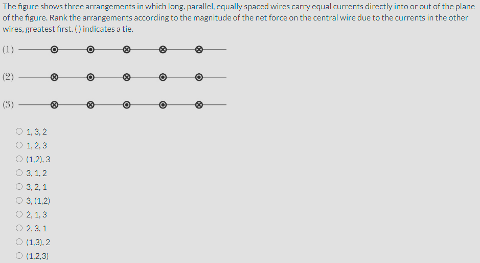 Solved The figure shows three arrangements in which long: | Chegg.com