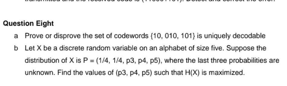 Solved Question Eight A Prove Or Disprove The Set Of | Chegg.com