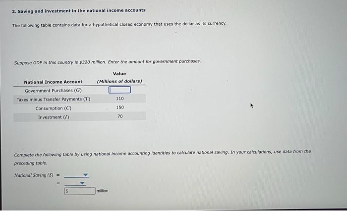 Solved 2. Saving and investment in the national income | Chegg.com