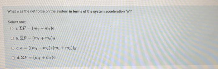 Solved For the Atwood's machine system shown in the figure. | Chegg.com