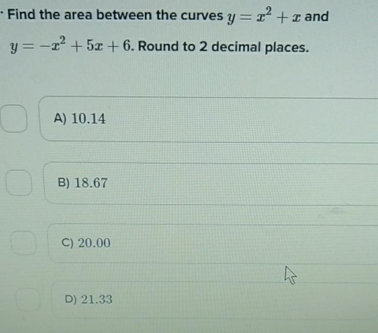 Solved Find the area between the curves y=x2+x ﻿and | Chegg.com
