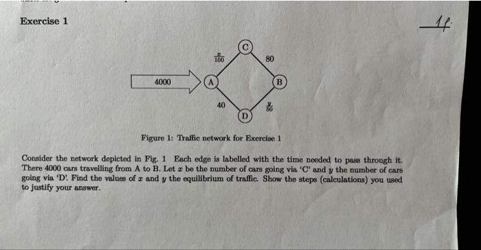 Solved Figure 1: Traffic network for Exercise 1 Consider the | Chegg.com