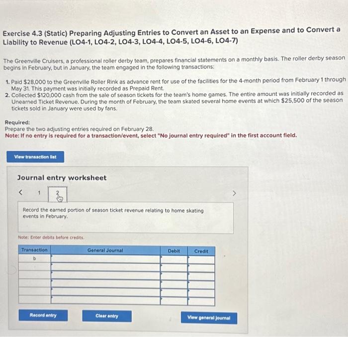 Solved Exercise 4.3 (Static) Preparing Adjusting Entries To | Chegg.com