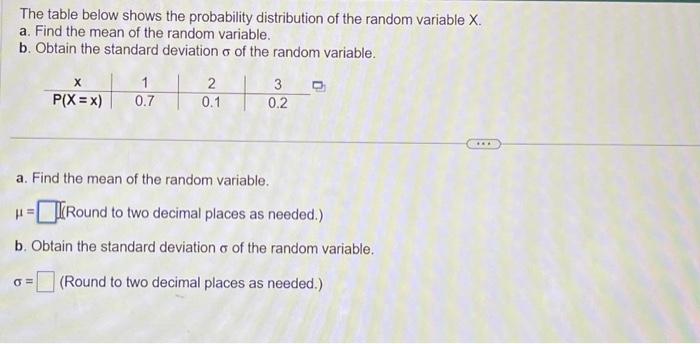 Solved The table below shows the probability distribution of | Chegg.com