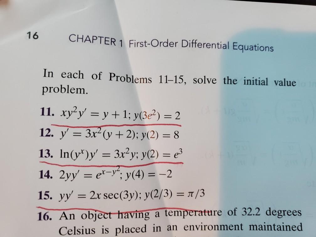 Solved 16 Chapter 1 First Order Differential Equations In Chegg Com