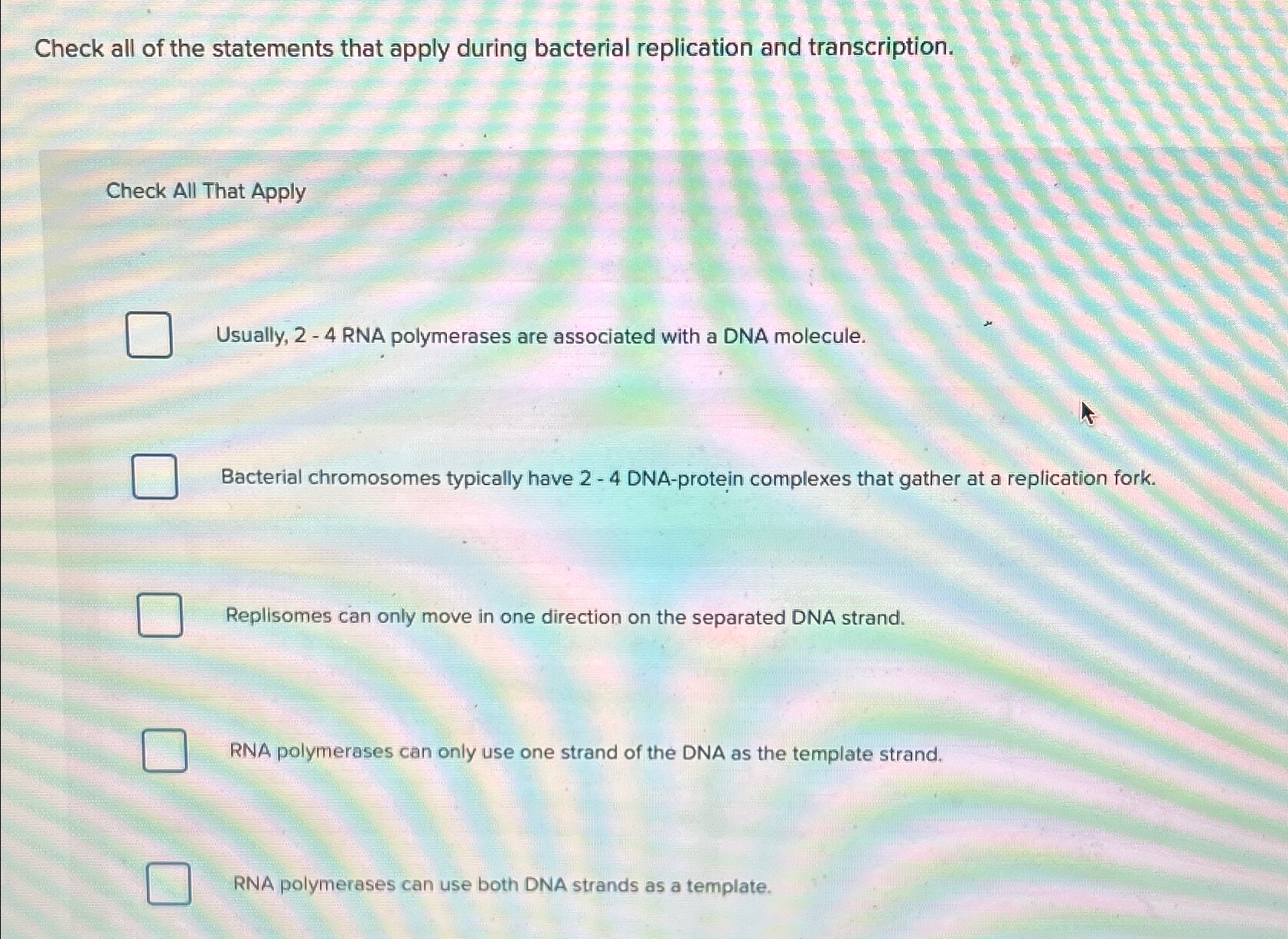 Solved Check all of the statements that apply during | Chegg.com