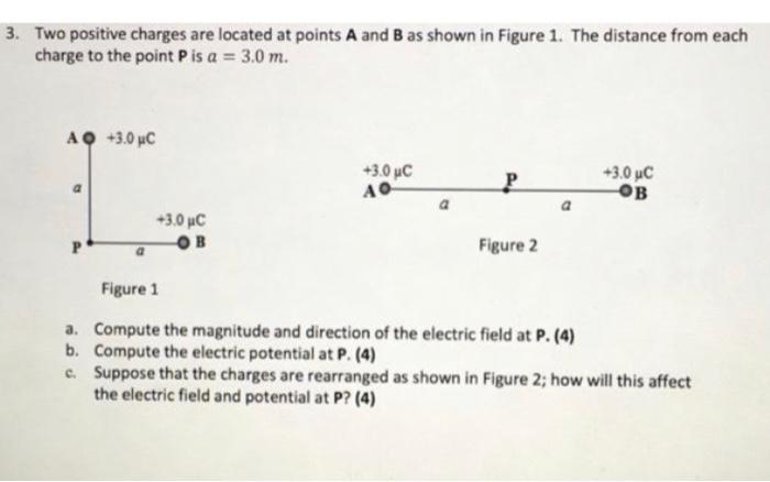 Solved 3. Two positive charges are located at points A and B | Chegg.com