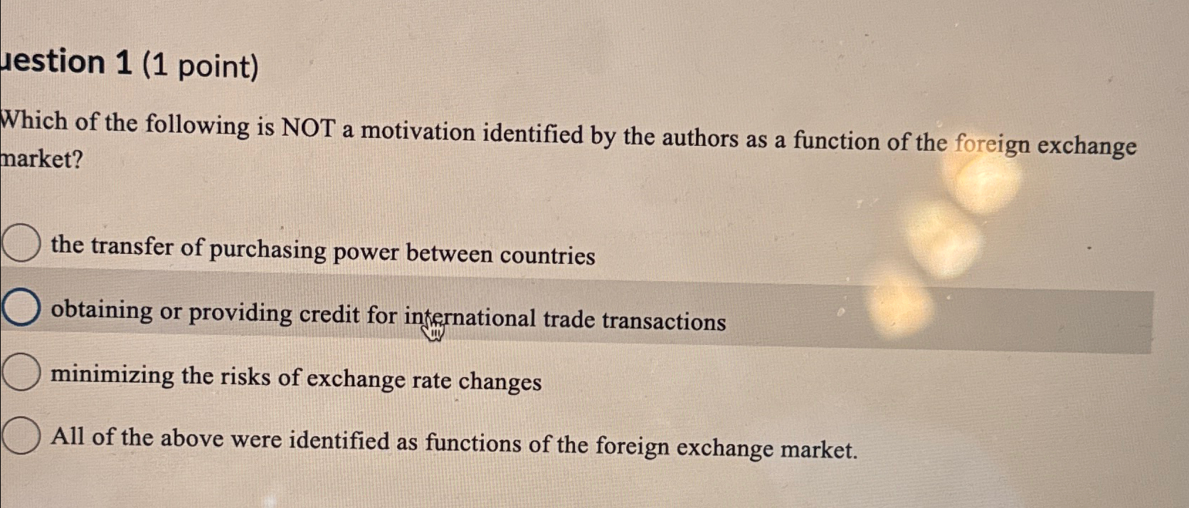 Solved uestion 1 (1 ﻿point)Which of the following is NOT a | Chegg.com