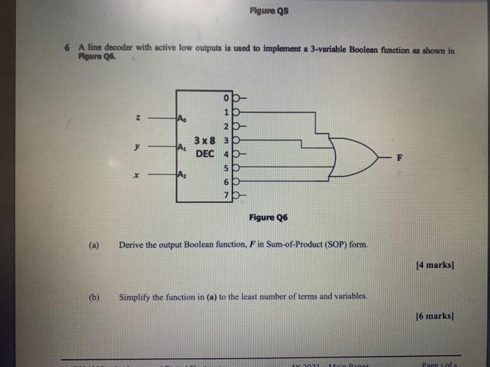 Solved Figure Q5 6 A line decoder with active low outputs is | Chegg.com