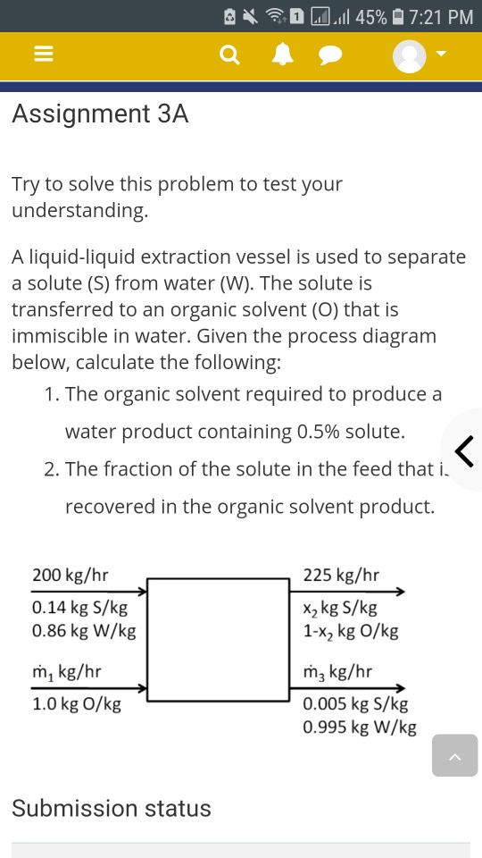 Solved A liquidliquid extraction vessel is used to separate