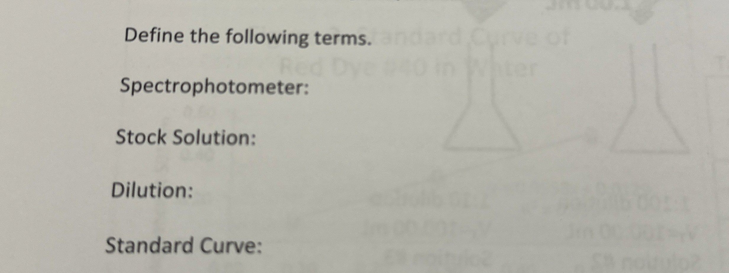Solved Define the following terms.SpectrophotometerStock