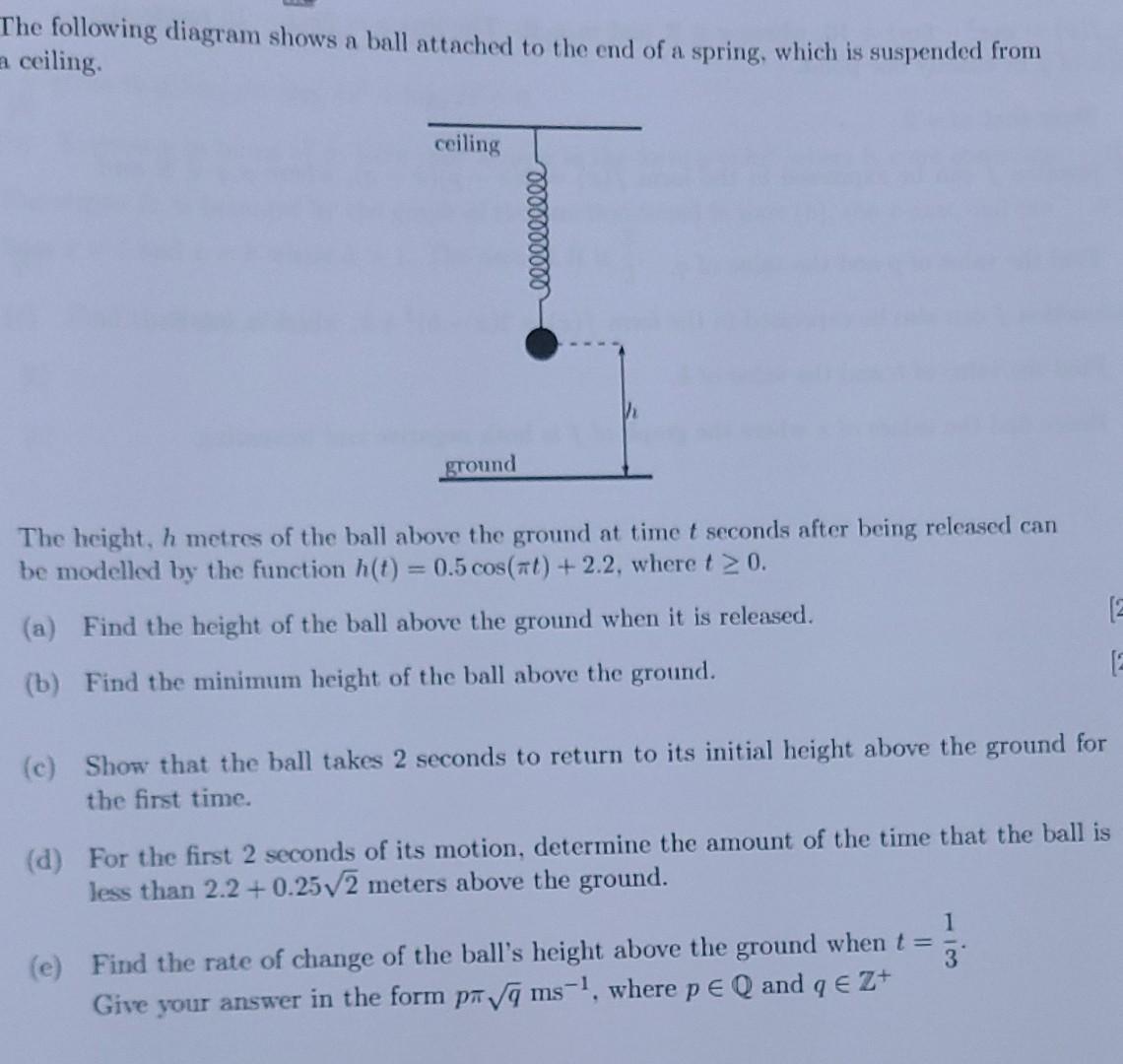 Solved The following diagram shows a ball attached to the | Chegg.com