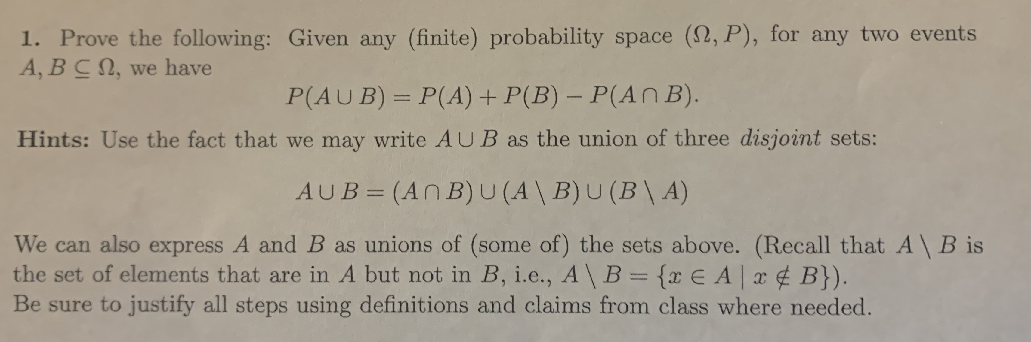 Solved Prove the following: Given any (finite) ﻿probability | Chegg.com