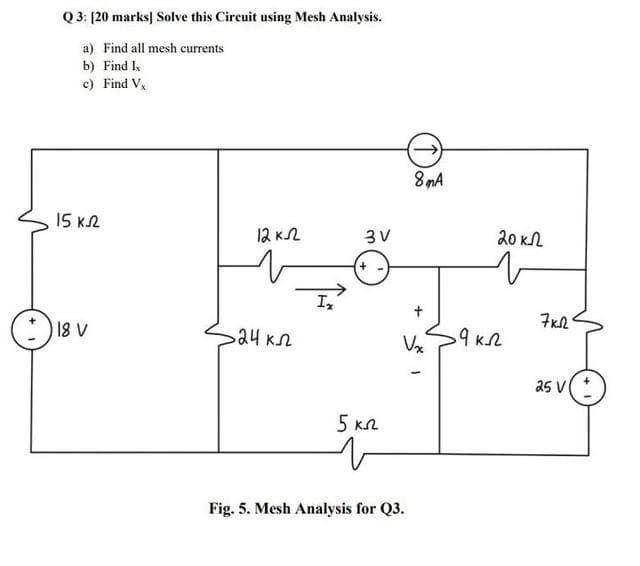 Solved Q3: 120 marks| Solve this Circuit using Mesh | Chegg.com