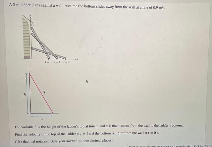 Solved A 5 -m Ladder Leans Against A Wall. Assume The Bottom | Chegg.com