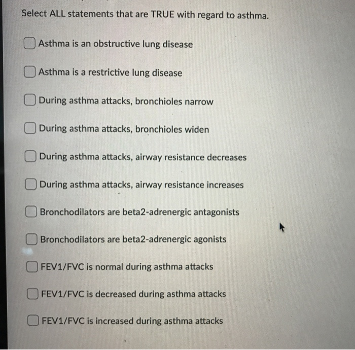 Solved Select ALL statements that are TRUE with regard to | Chegg.com