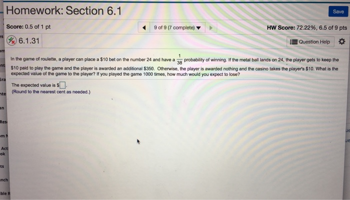 Solved Homework: Section 6.1 Save Score: 0.5 of 1 pt 9 of 9 | Chegg.com
