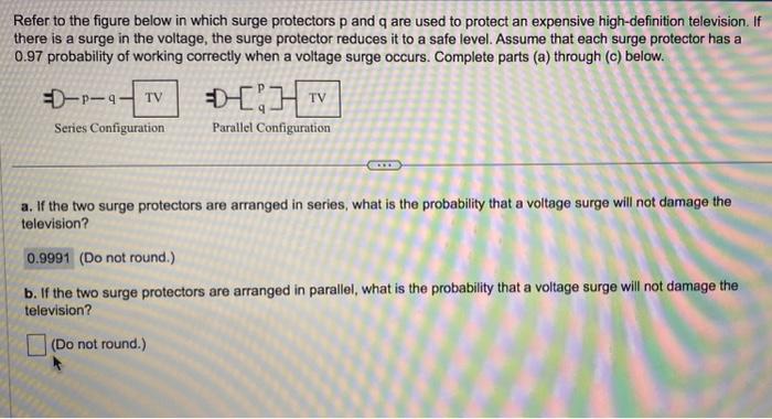 Refer to the figure below in which surge protectors \( p \) and \( q \) are used to protect an expensive high-definition tele