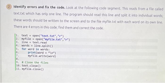 Solved Identify errors and fix the code. Look at the | Chegg.com image.