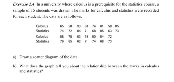 Solved Exercise 2.4: In a university where calculus is a | Chegg.com